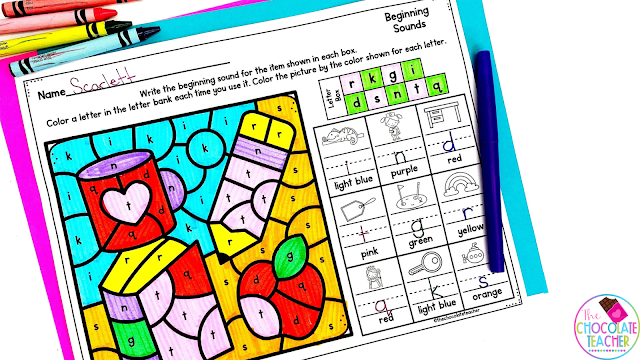 Color by code activities like these are a great way to get in some creative phonemic awareness practice.