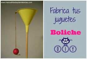 Boliche hecho a mano con un embudo reciclado / Recycled cup and ball toy / Jouet fait maison recyclé