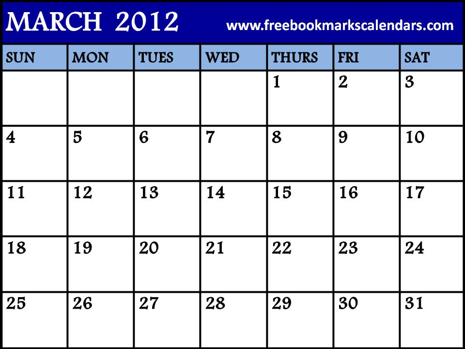 Free March 2012 Calendar