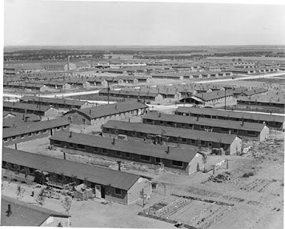 Black and white photograph of "Los Angeles. The Amache Japanese Internment Camp."