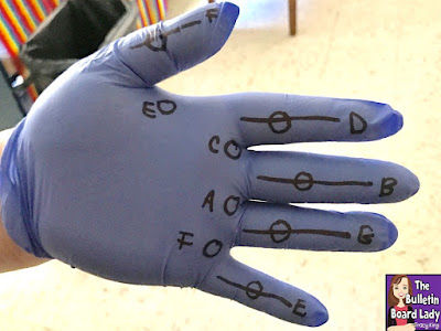 Teach the treble clef lines and spaces with this "handy" trick that involves gloves!  Students leave with a crafty project that helps them read treble clef pitches! 
