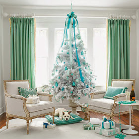 white & blue christmas tree colorful theme ideas