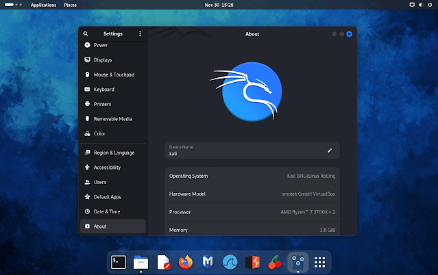 Kali Linux Gnome Desktop