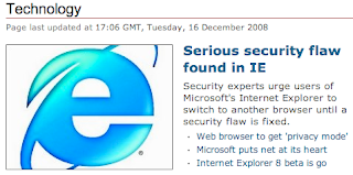 BBC News Technology featuring IE's suck