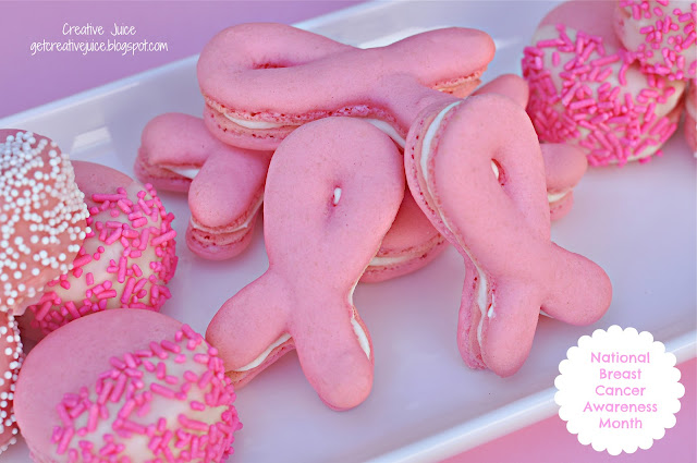 Pink Ribbon Macarons Recipe - via BirdsParty.com