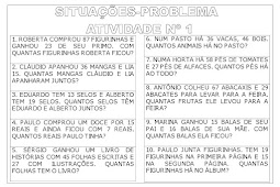 Problema Situação Adição Subtração Problema Situação Atividade De
Matematica 2 Ano