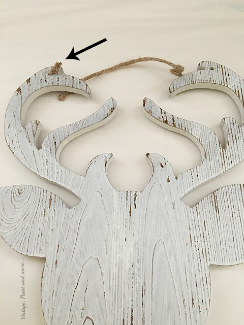 Vintage, Paint and more... a wood silhouette deer head used to make a DiY Farmhouse Christmas Wreath