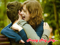 hug day images, smiley wife wishing his husband happy hug day 2019