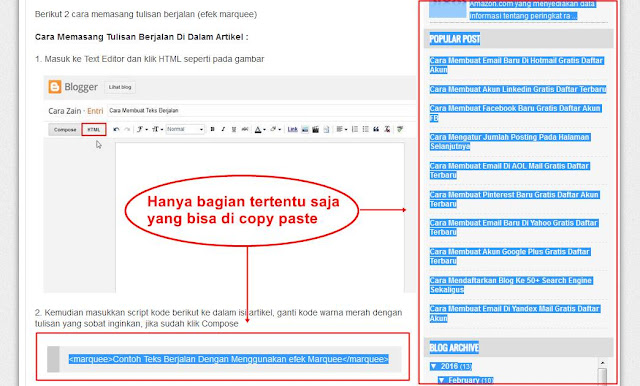 Cara Agar Artikel Blog Tidak Bisa Di Copy Paste Terbaru