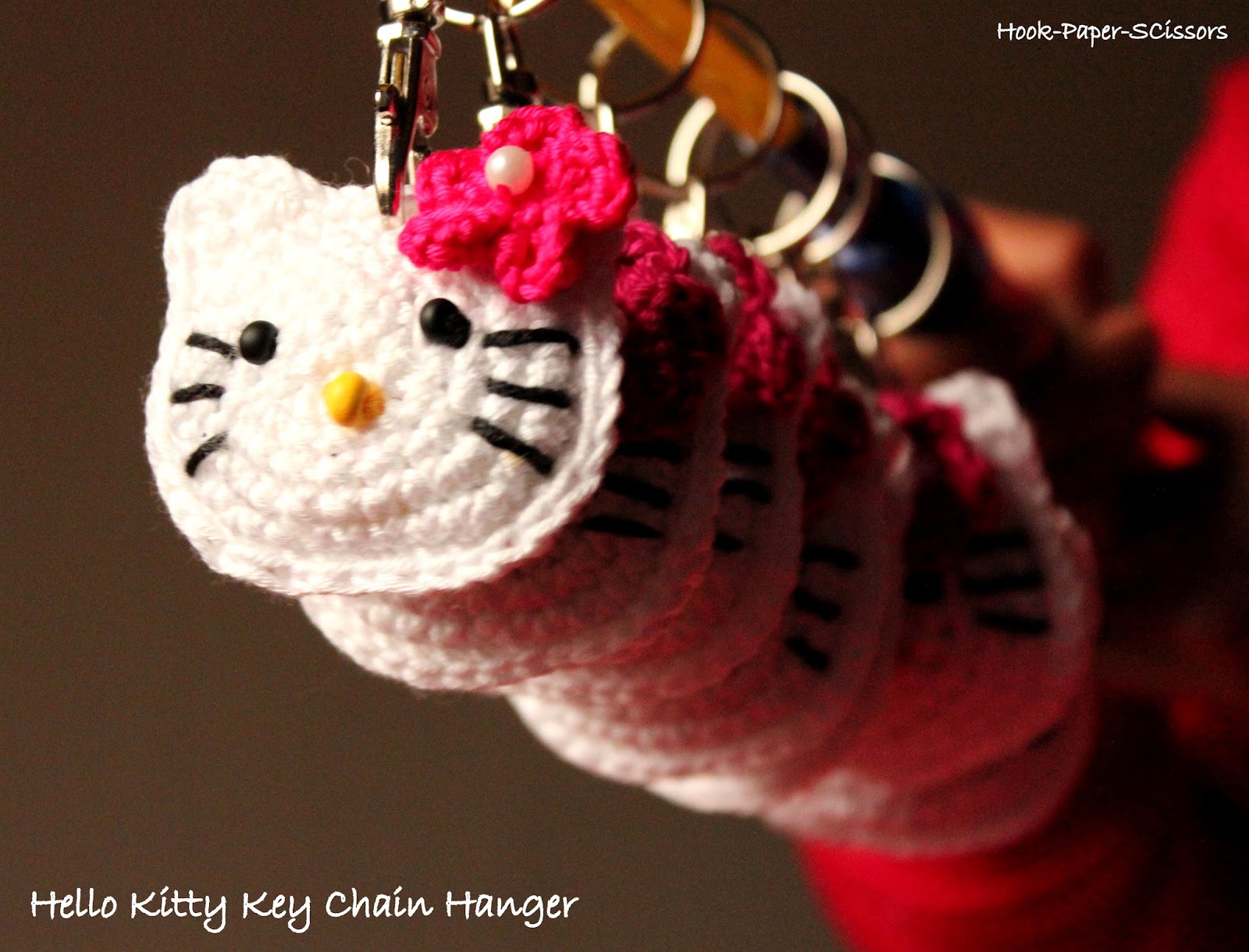 Hook-Paper-Scissors: Crochet Hello Kitty Key Chain Hanger with Pattern