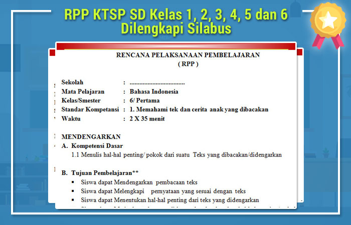 RPP KTSP SD Kelas 1, 2, 3, 4, 5 dan 6 Dilengkapi Silabus ...