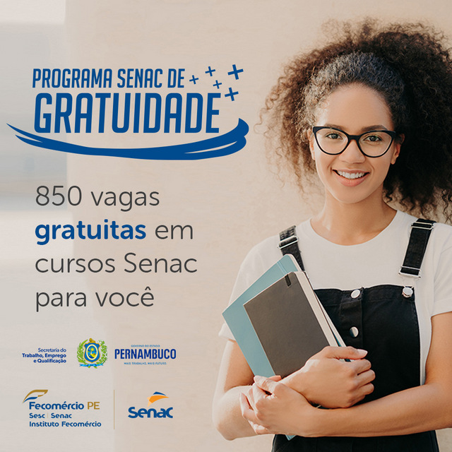 Senac e Seteq oferecem 850 vagas em cursos gratuitos de qualificação