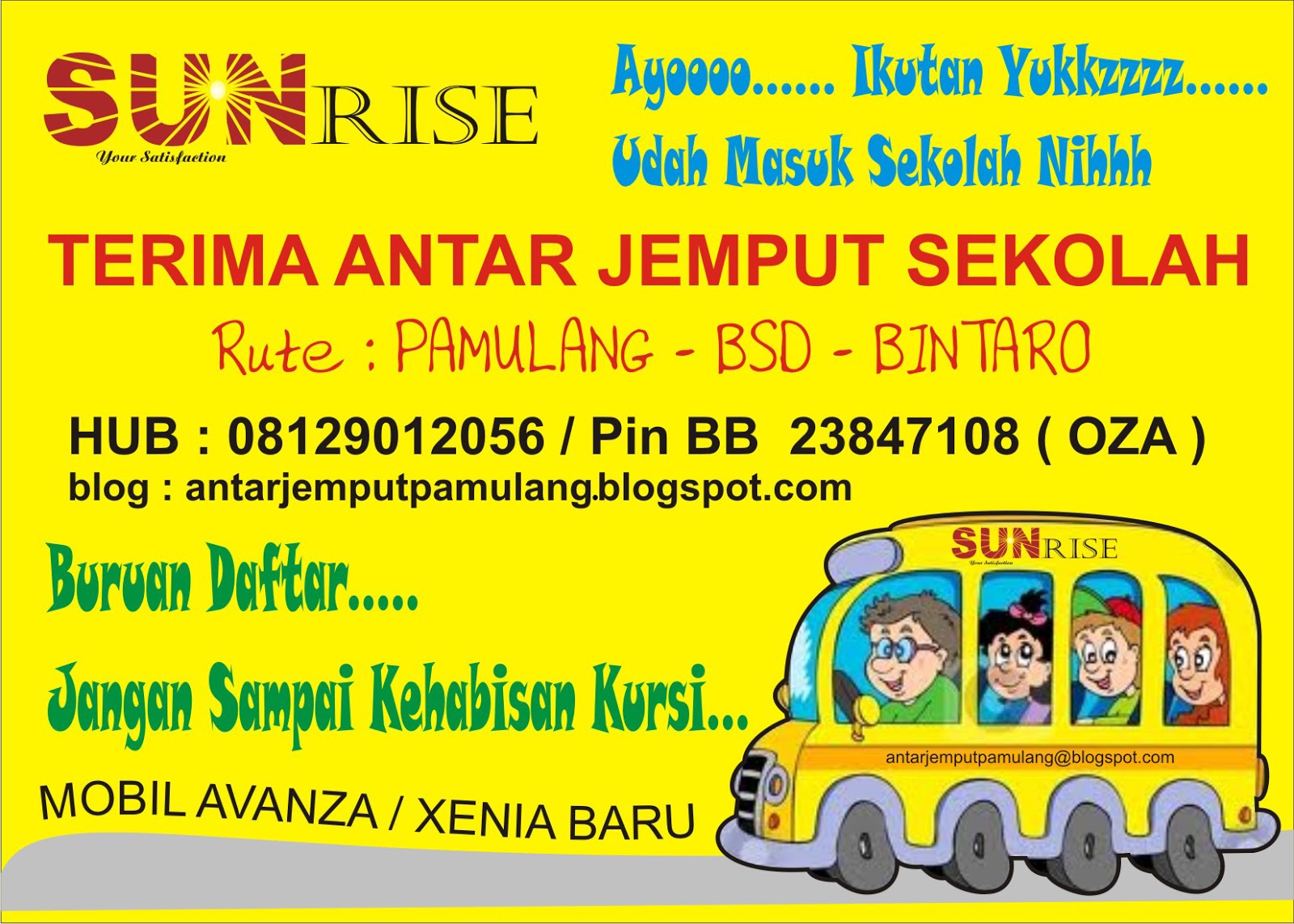 Antar Jemput Sekolah Pamulang, BSD, Bintaro