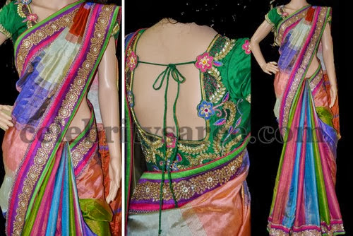Uppada Tissue Sari in Multi Colors