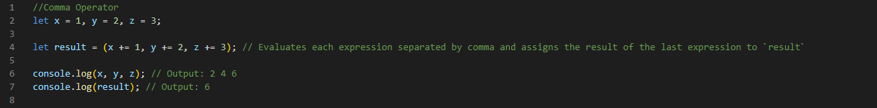 comma operator to evaluate three expressions within parentheses: x += 1, y += 2, and z += 3 by Ziggy Rafiq