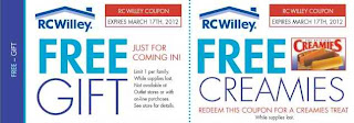 Free Gift and Creamies Treat at RC Willey stores