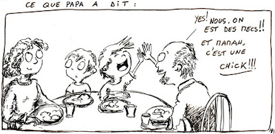 illustration repas 'vie de famille' 'bilinguisme' tique maman papa enfants