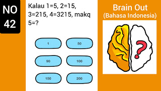 Kunci Jawaban Brain Out Level 42: Kalau 1=5, 2=15, 3=215, 4=3215, maka 5=?