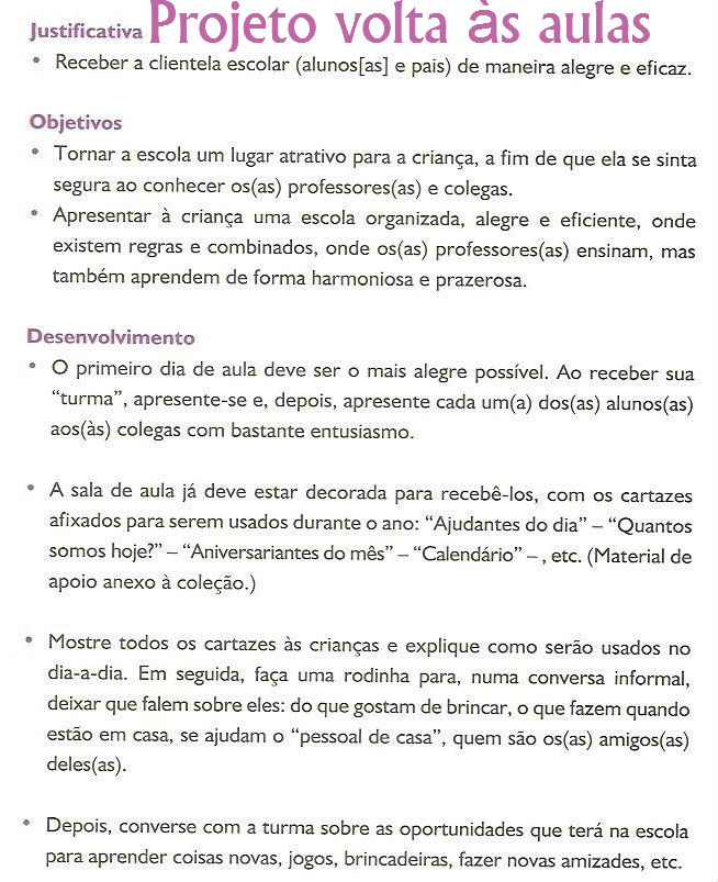 Atividades de volta às aulas