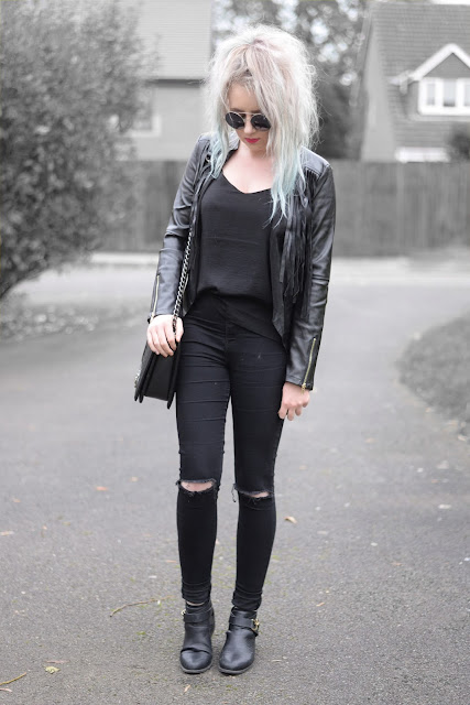 Sammi Jackson - Lightbox Fringed Jacket + Primark Ripped Jeans 