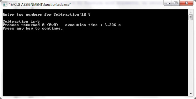 A program to subtract two numbers using Function with arguments, no return type,c programming language,2021,basic codes,input output code