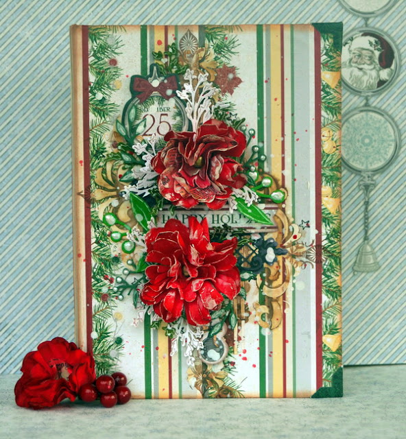 Mixed Media Mini Album by Denise van Deventer using BoBunny Tis the Season and Pearlescents