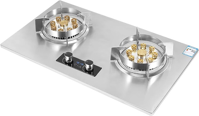 2 Burner Table Freestanding Cooktop Stainless Steel Gas Range Left Right Independent Timing