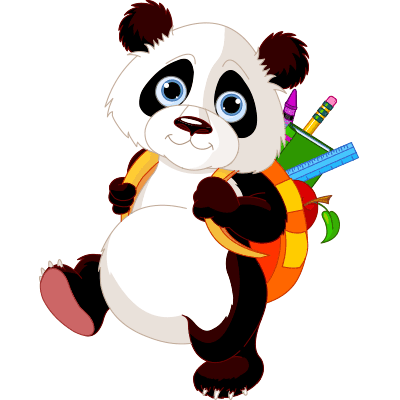 Panda goes to school