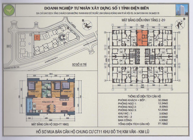 MẶT BẰNG CÁC CĂN HỘ KIM VĂN KIM LŨ CT11