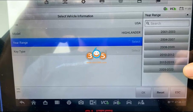 Program Highlander 2020 All Keys Lost with Autel IM608 II 2