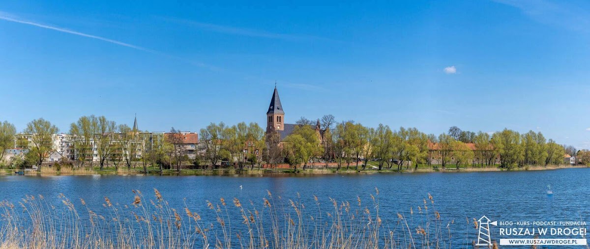 Sztum panorama zza jeziora Zajezierskiego Sztumskiego