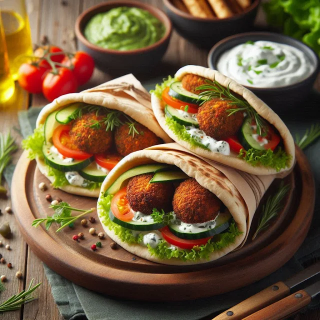 Wrap végétarien au falafel et tzatziki