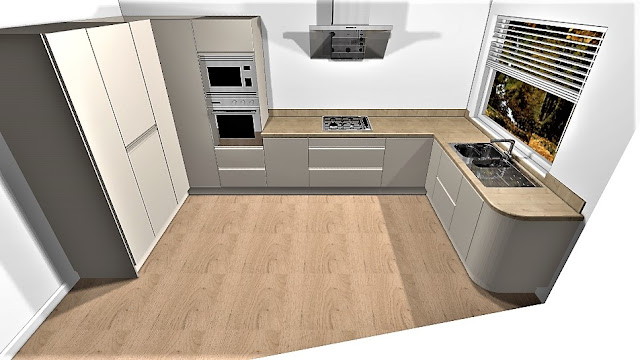 Knebworth matt mussel handle-less kitchen by Kree8 kitchens and bedrooms of Lancaster.