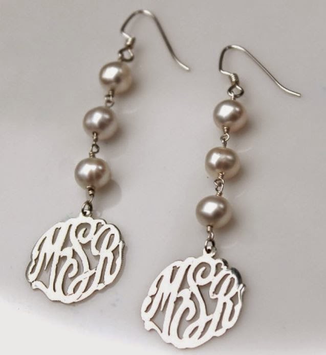 silver drop beaded earrings