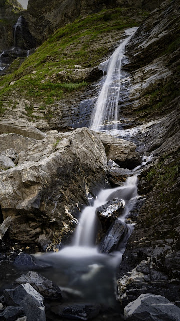 Waterfall, Rocks, Nature, Grass