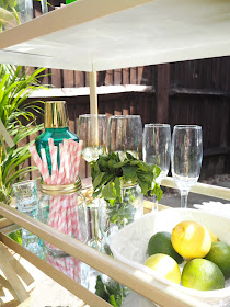 Sunnersta Ikea Hack DIY tutorial creating a drinks trolley bar cart using a Sunnersta trolley. Part of my summer garden budget makeover. Back yard decor home styling.  