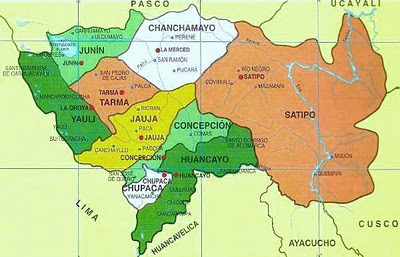 Dibujo Mapa del Departamento de Junín (División Política de Junín)