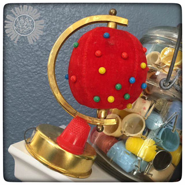 Vintage Globe Pincushion by Thistle Thicket Studio. www.thistlethicketstudio.com