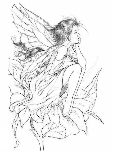 Fairy-sitting-on-Flower-Tattoo-Design