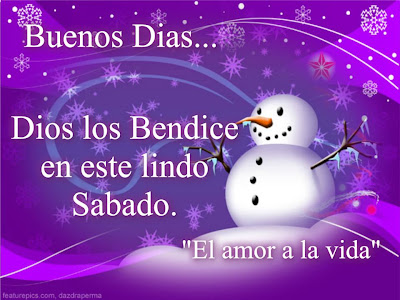 Dios los bendice, en color morado con el muñeco de nieve