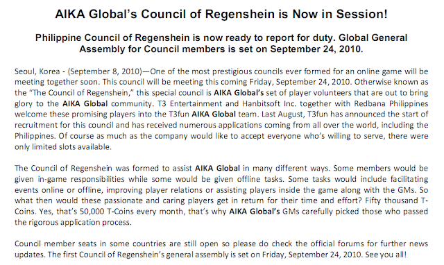 Aika Global Council of Regenshein