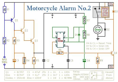 Motorcycle Alarm using NE555