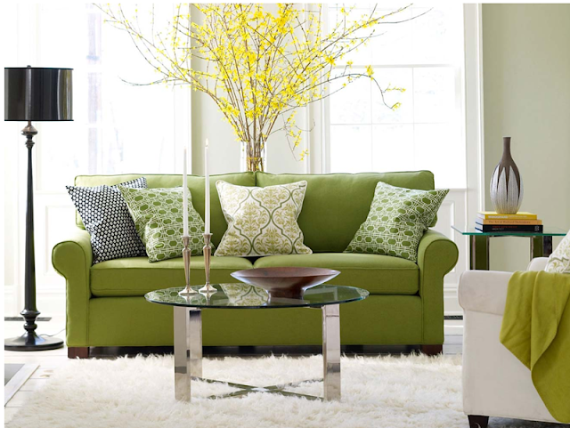 Living room design ideas with green sofa photo