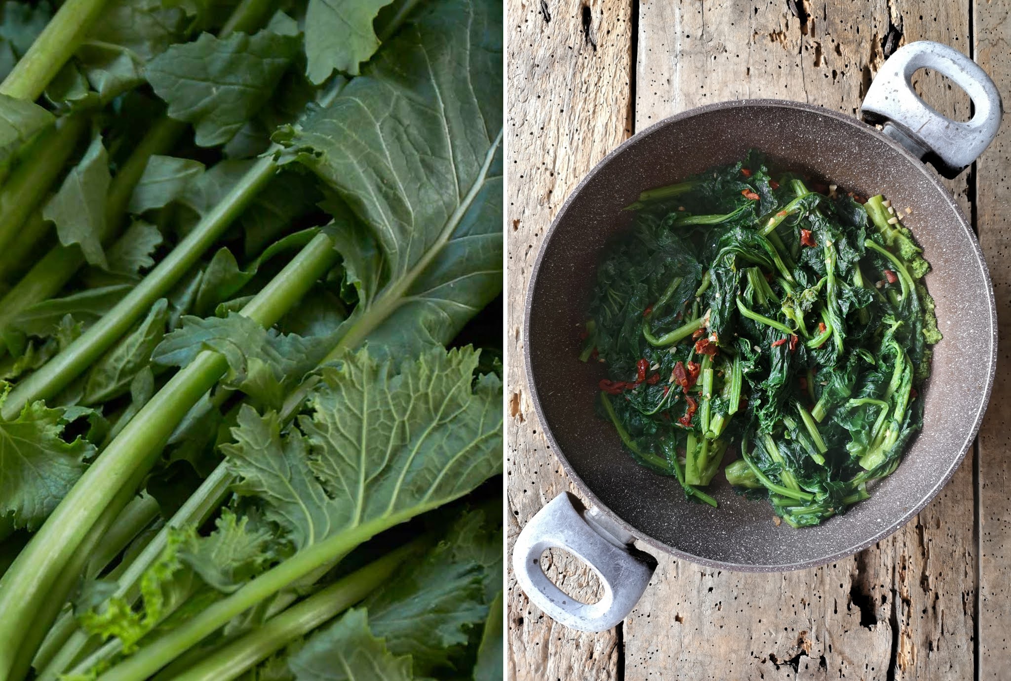 crostini con cime di rapa pomodorini secchi e acciughe