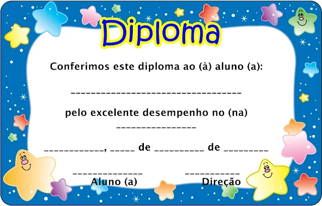 Diploma para preencher e imprimir