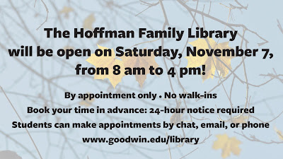 Library will be open Saturday, November 7 from 8am-4pm