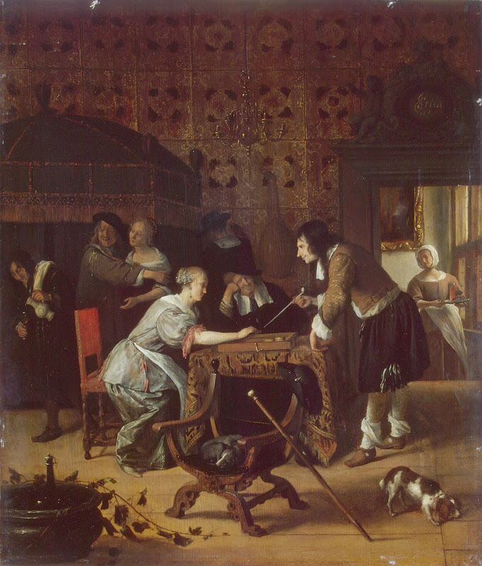 Tric-Trac Players by Jan Steen - Genre Paintings from Hermitage Museum