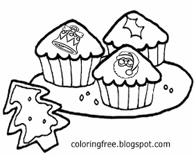 Merry Christmas cupcake coloring picture stuff to draw for youngsters holiday fairy cake decorations