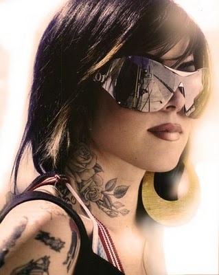 Eija Ann Brittany Karolin homepage angel devil flip tattoos stock photo Bad