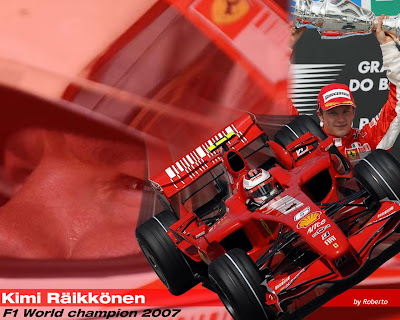 sfondo kimi raikkonen campione del mondo di F1 2007 con la Ferrari